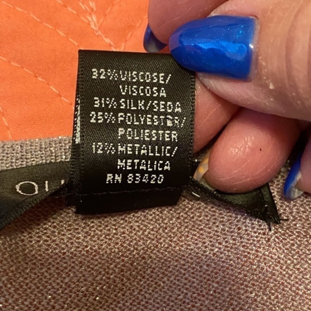 August Silk Silver Pearl and sequin Scoop Neck Pullover Sweater Size L - Picture 9 of 11